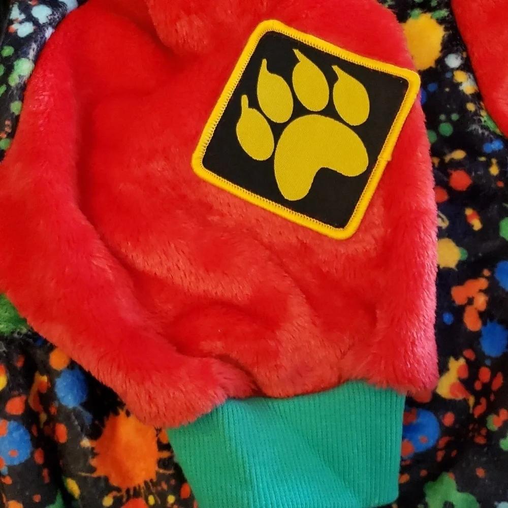 Lovinpet Black Paint Splattered Print Plush Snap Closed Coat Size XXL
